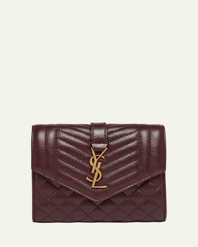YSL Trifold Compact Wallet in Quilted Leather